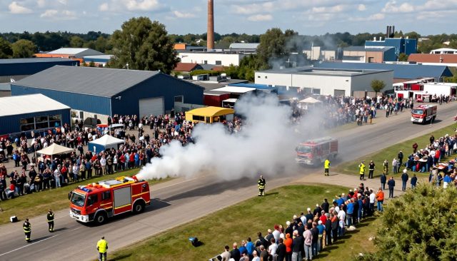 Brandweeroefening in Eerbeek trekt honderden toeschouwers naar industrieterrein De Vlijt
