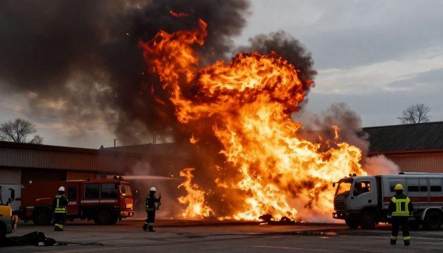 Brandweer blust grote vuurzees bij Moordrechtse loods na explosie om 3 uur ’s nachts