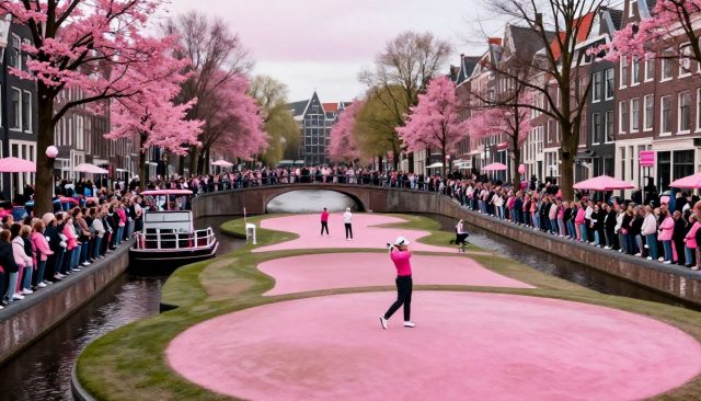 Roze golf van 12 kilometer trekt duizenden bezoekers naar Amsterdamse grachten