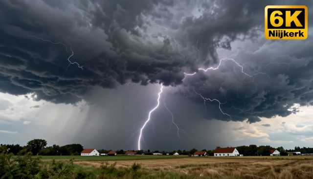 Zware onweersbuien en 60 km/uur wind verwacht boven Nijkerk vanavond